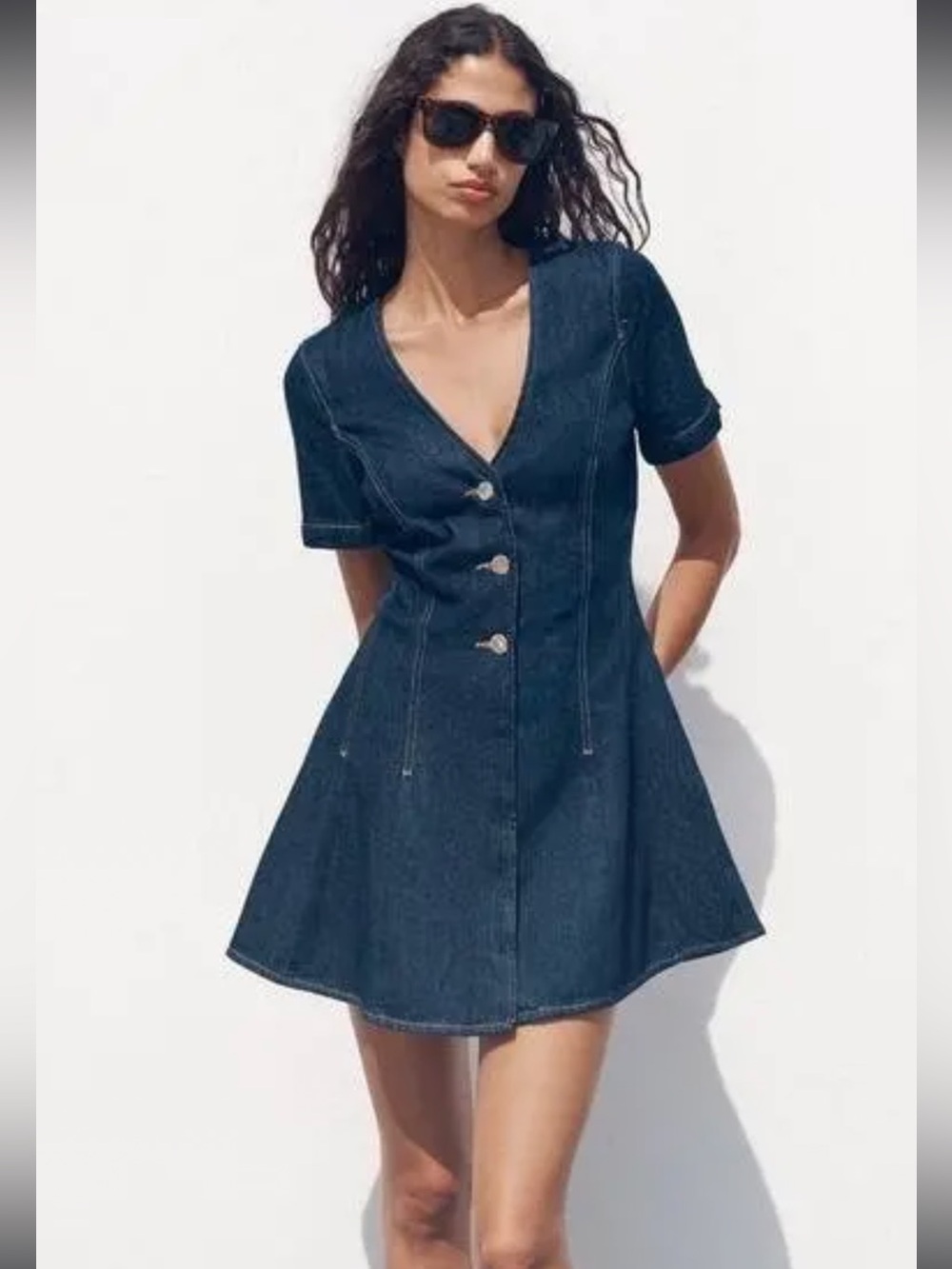NWT Zara short sleeve denim mini dress